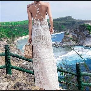 White lace maxi dress